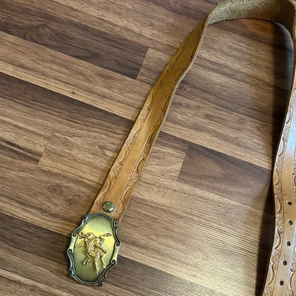 VTG 1978 Raintree Rodeo Equestrian Cowboy Belt With Brass Buckle - Picture 5 of 11